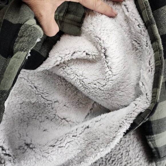 Tailor Vintage Jacket Mens Small Green Buffalo Check Sherpa Lined Shacket*NWT* - Picture 5 of 13